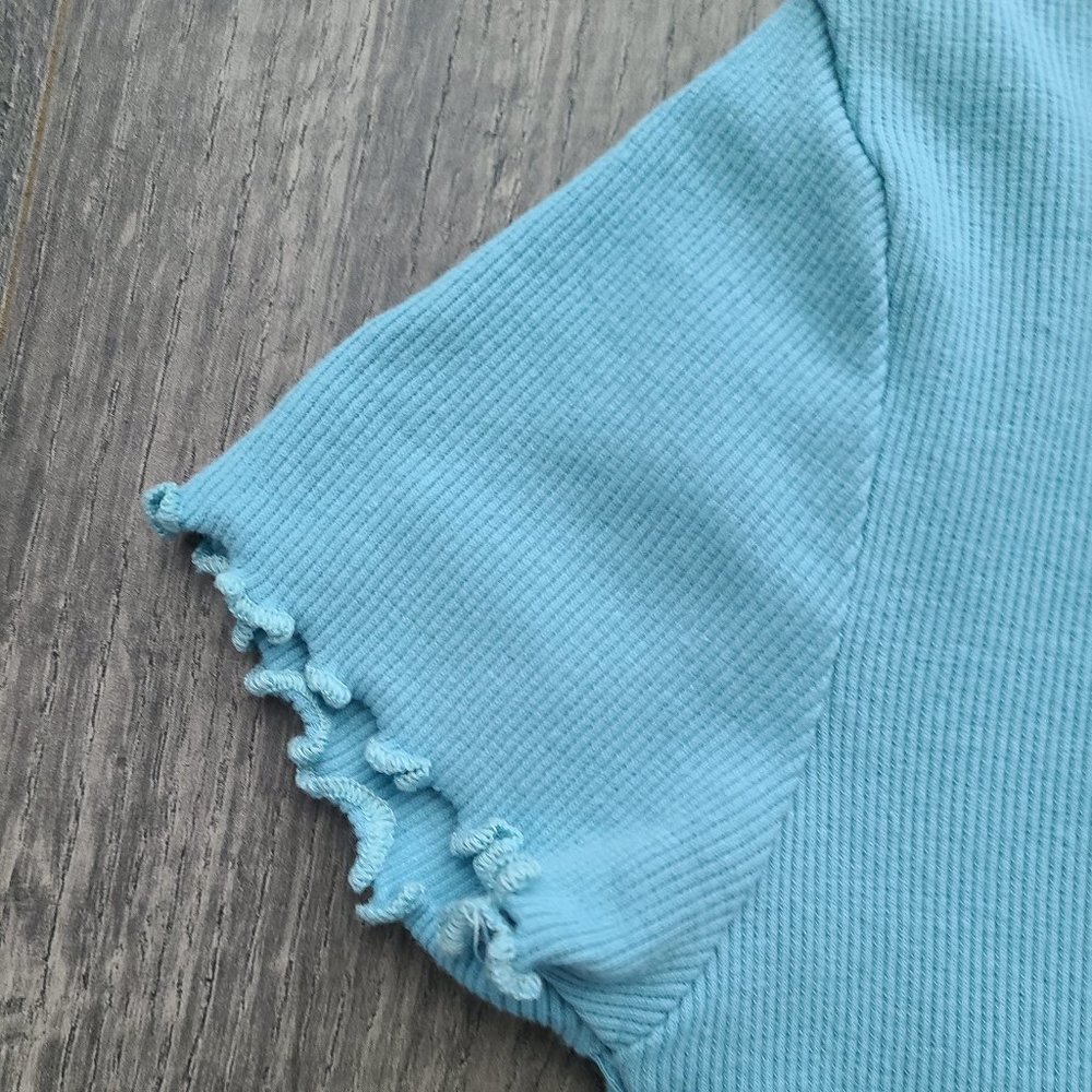 Aqua Ribbed Baby Tee - XS - Picture 2 of 11